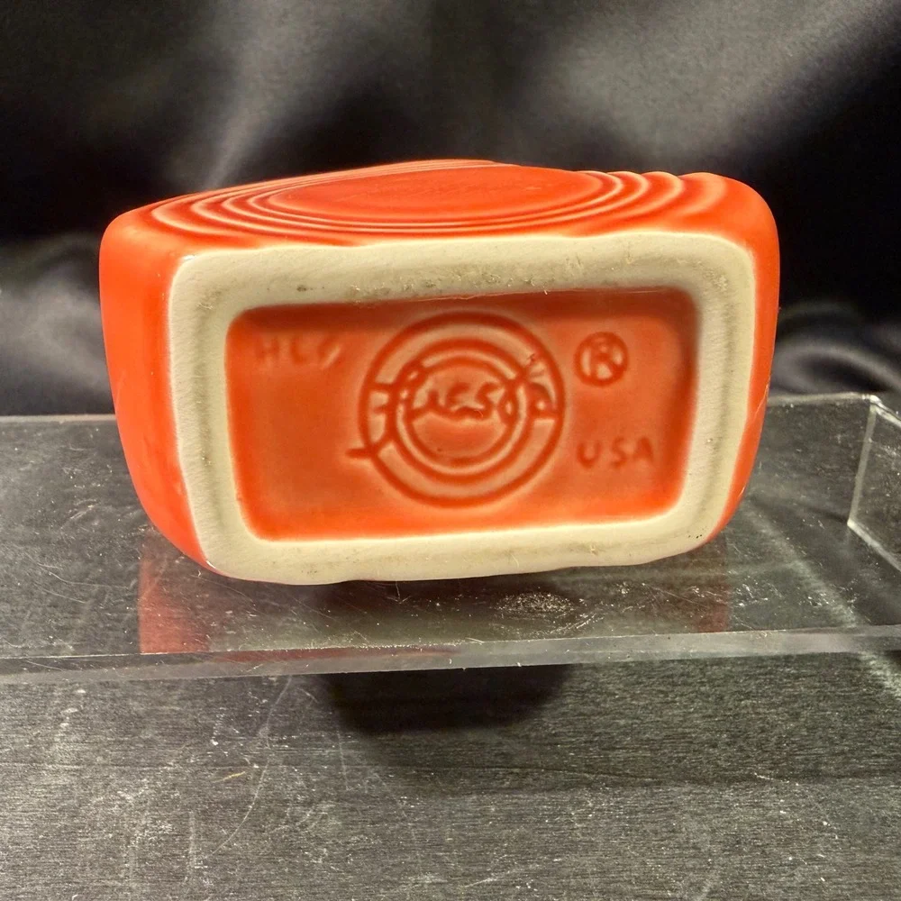 Fiesta HLC USA Poppy Orange Ceramic Disc Pitcher Mini Creamer Art Deco Ring